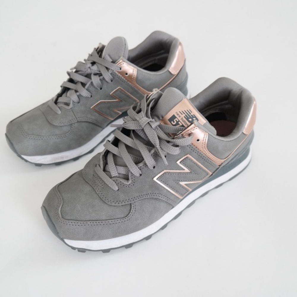 New Balance Metallic Grey Rose Gold 374 Sneaker